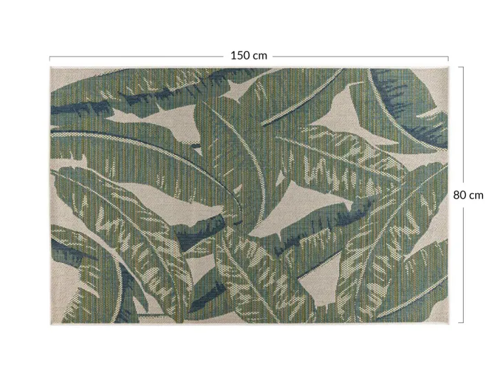 Tapis rectangulaire motif floral intérieur et extérieur vert et beige Noumea