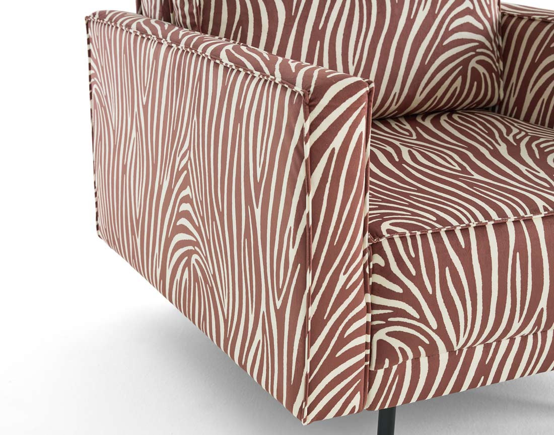 Fauteuil zèbre en velours Charlie