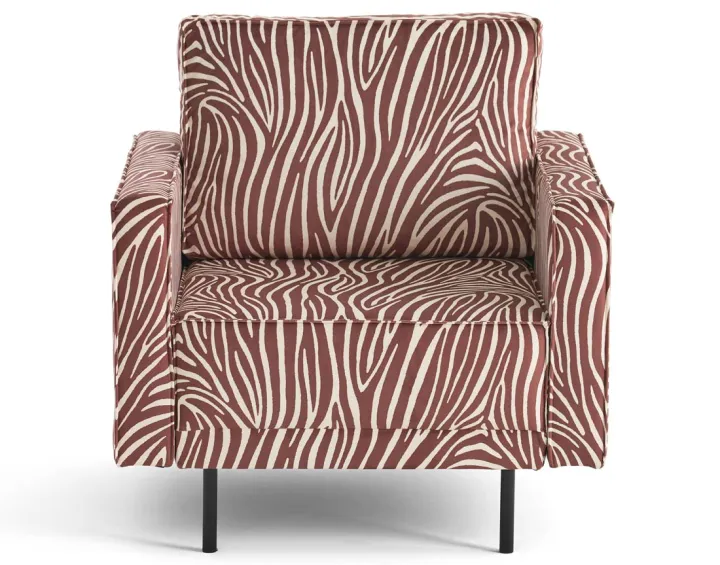 Fauteuil zèbre en velours Charlie