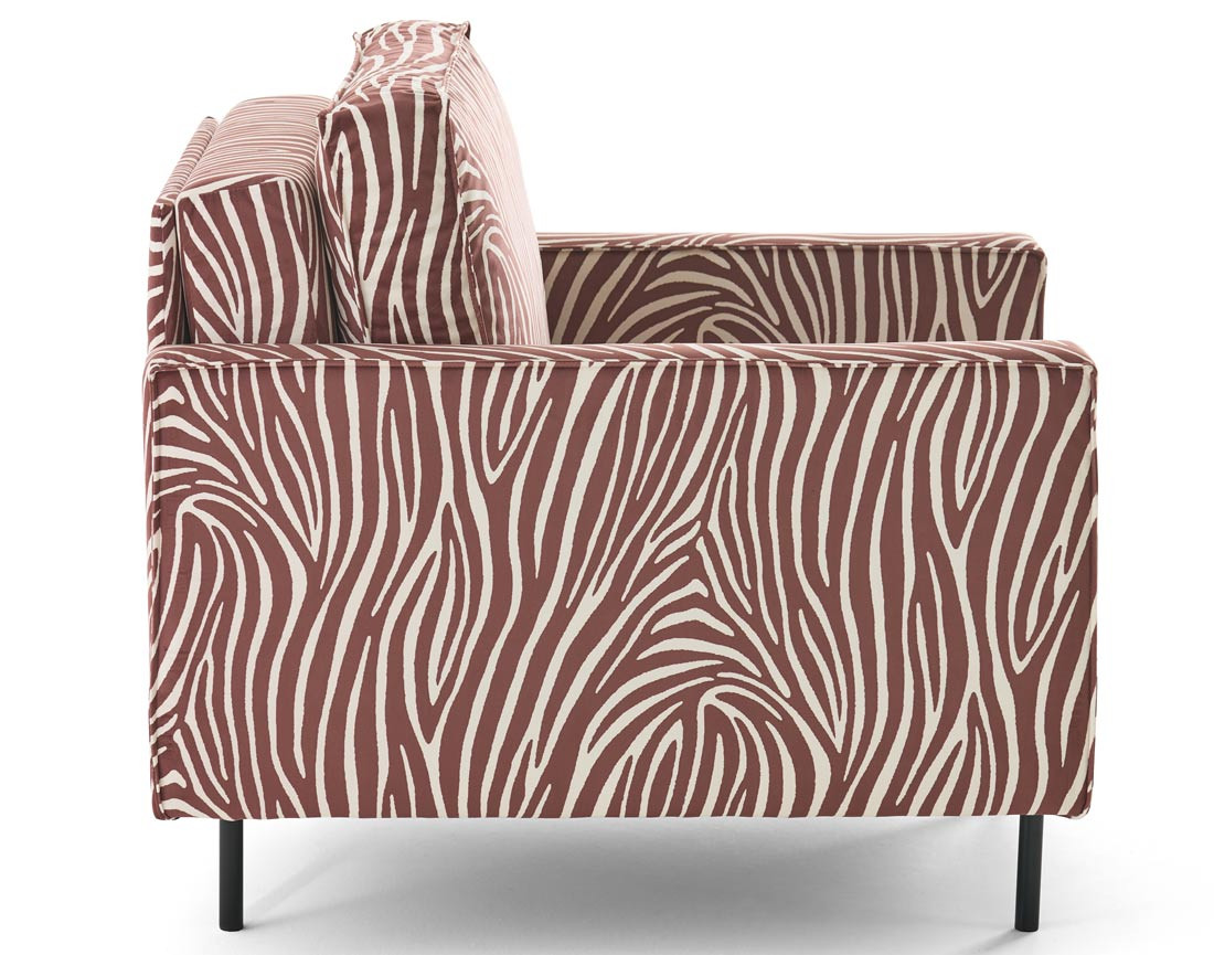 Fauteuil zèbre en velours Charlie