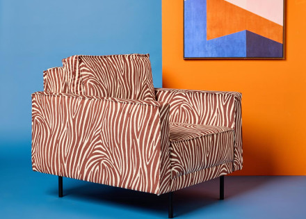 Fauteuil zèbre en velours Charlie