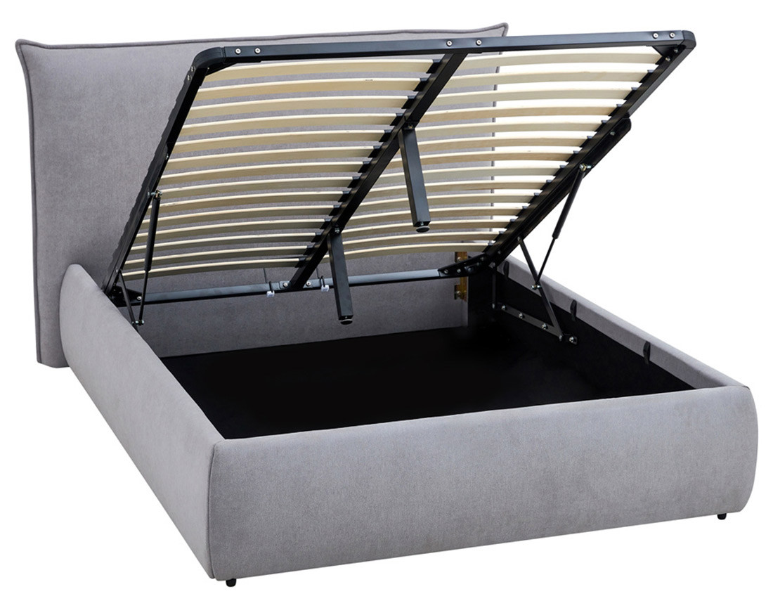 Lit coffre 160x200 cm sommier inclus en tissu Pola