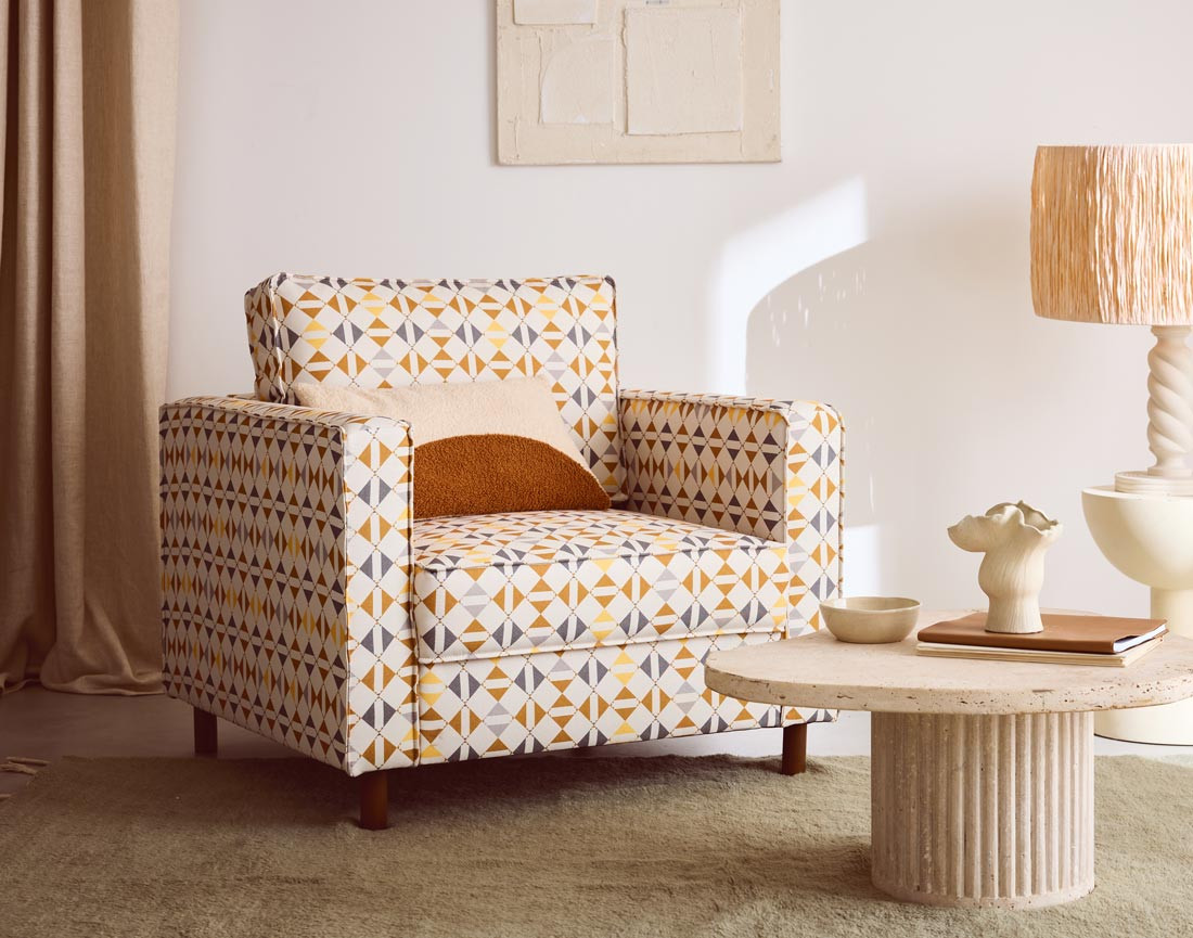 Fauteuil motif graphique en tissu Jake
