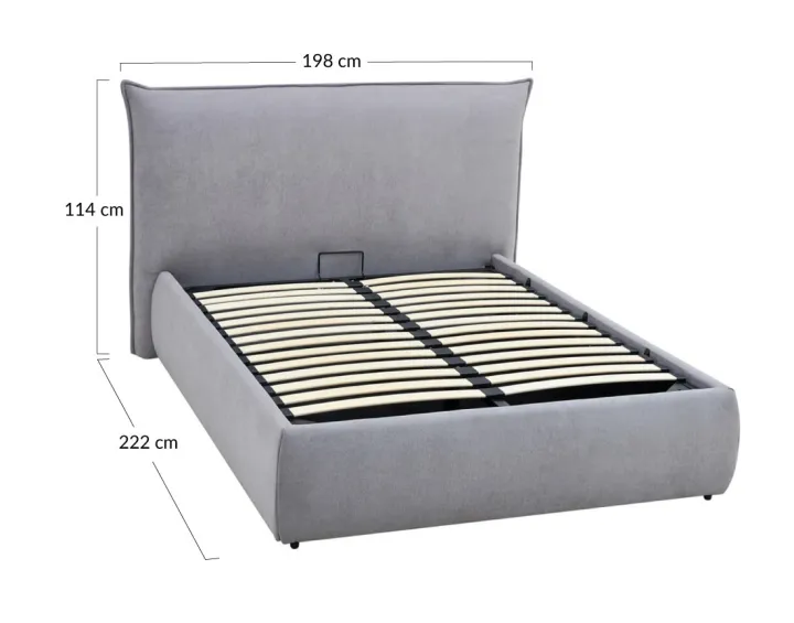 Lit coffre 160x200 cm sommier inclus en tissu Pola