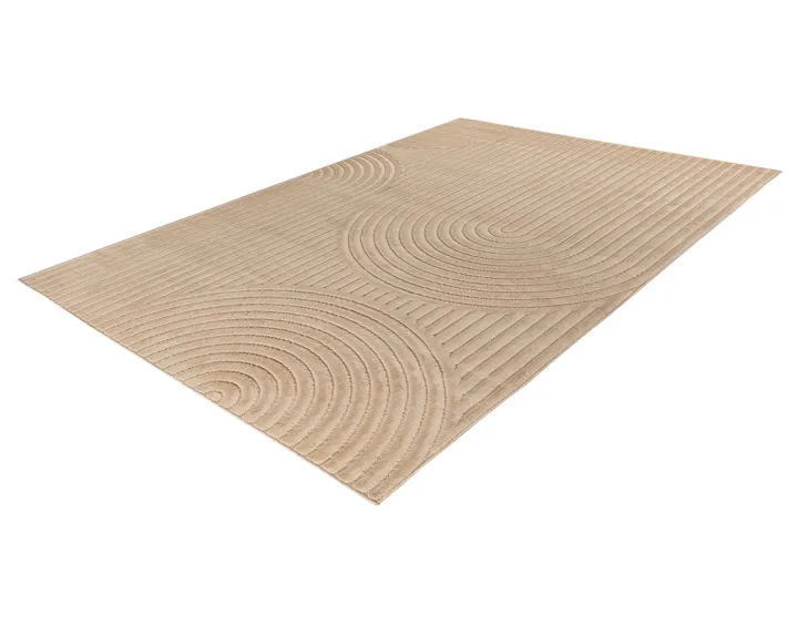 Tapis rectangulaire motif abstrait intérieur et extérieur beige Rio