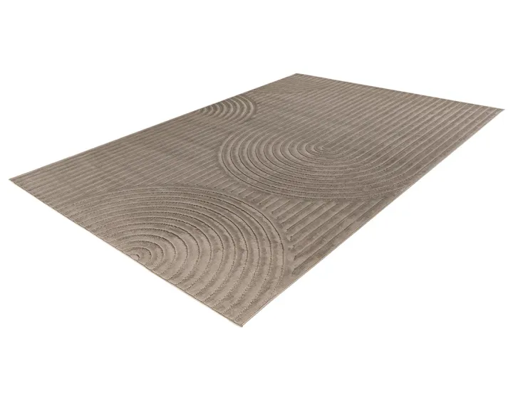 Tapis rectangulaire motif abstrait intérieur et extérieur taupe Rio