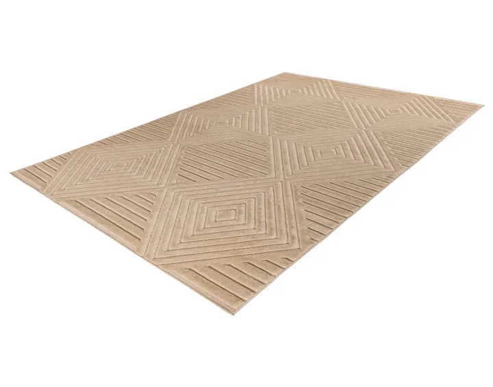 Tapis rectangulaire motif géométrique intérieur et extérieur beige Rio