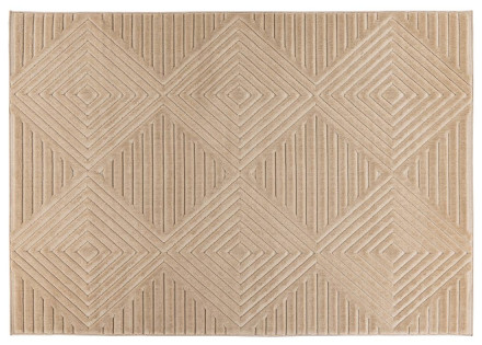 Tapis rectangulaire motif géométrique intérieur et extérieur beige Rio