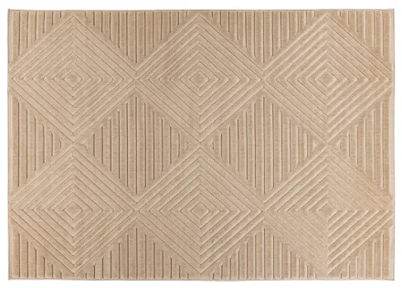 Tapis rectangulaire motif géométrique intérieur et extérieur beige Rio