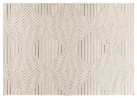 Tapis rectangulaire motif géométrique intérieur et extérieur blanc Rio