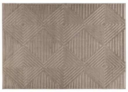 Tapis rectangulaire motif géométrique intérieur et extérieur taupe Rio