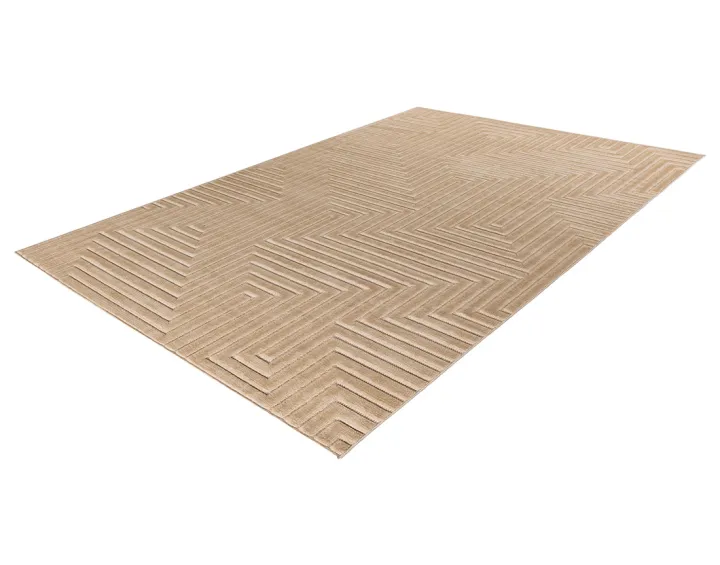 Tapis rectangulaire motif graphique intérieur et extérieur beige Rio