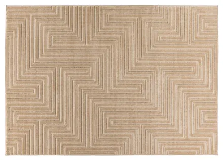 Tapis rectangulaire motif graphique intérieur et extérieur beige Rio