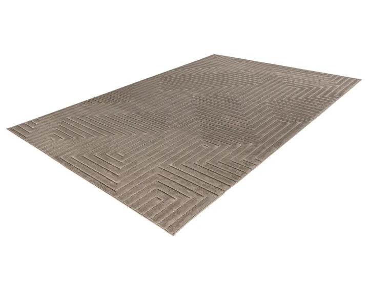 Tapis rectangulaire motif graphique intérieur et extérieur taupe Rio