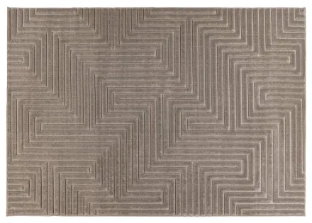 Tapis rectangulaire motif graphique intérieur et extérieur taupe Rio