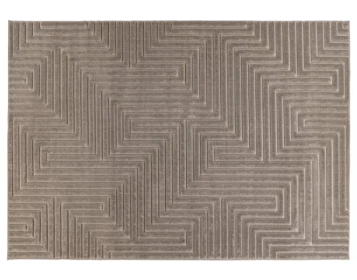 Tapis rectangulaire motif graphique intérieur et extérieur taupe Rio