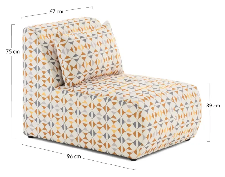 Fauteuil sans accoudoirs motif graphique en tissu Onyx