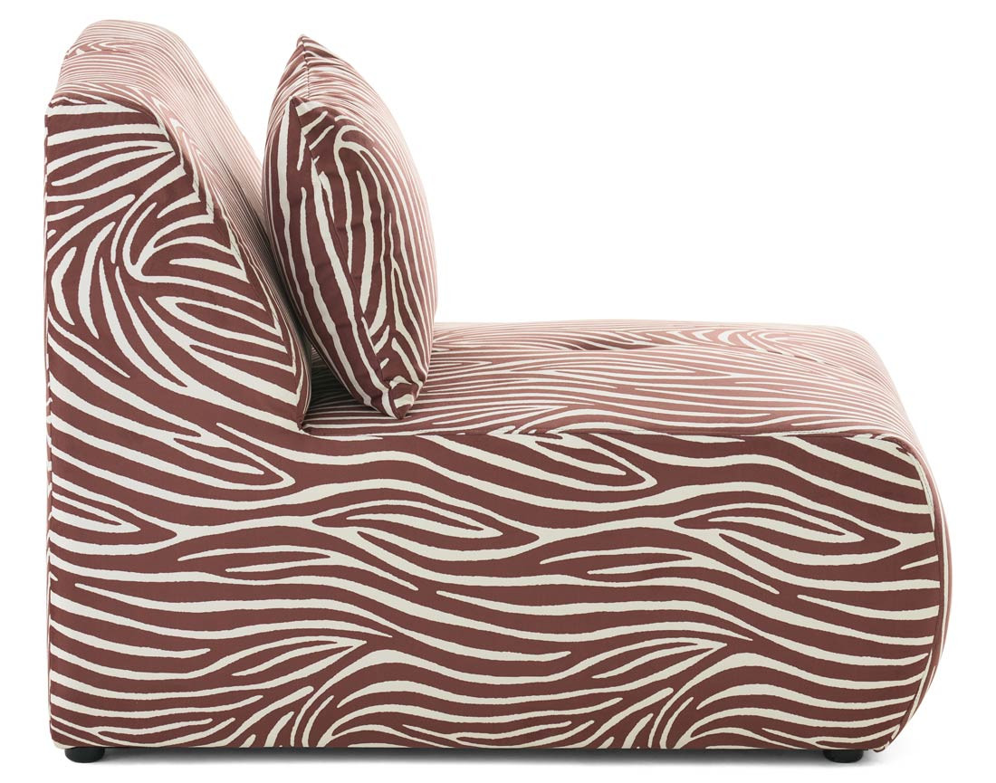 Fauteuil sans accoudoirs zèbre en velours Onyx