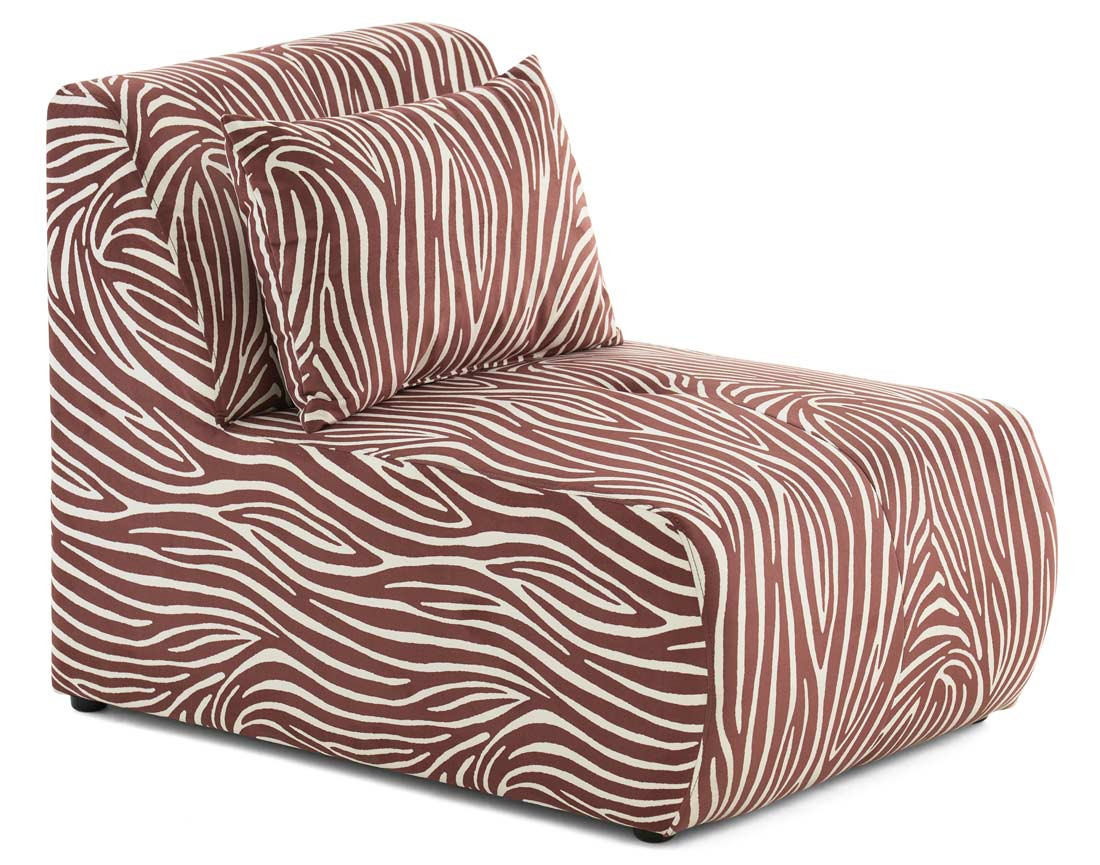 Fauteuil sans accoudoirs zèbre en velours Onyx