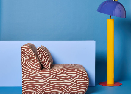 Fauteuil sans accoudoirs zèbre en velours Onyx