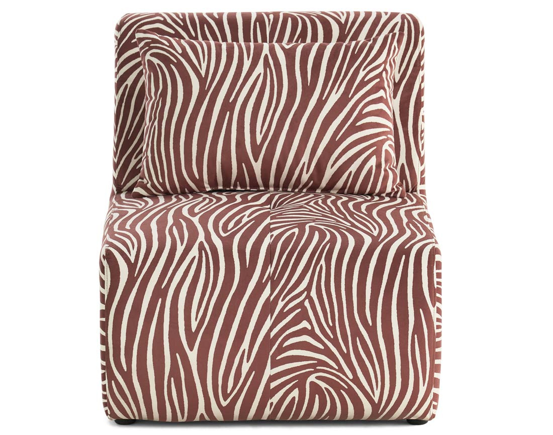 Fauteuil sans accoudoirs zèbre en velours Onyx