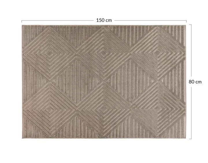 Tapis rectangulaire motif géométrique intérieur et extérieur taupe Rio