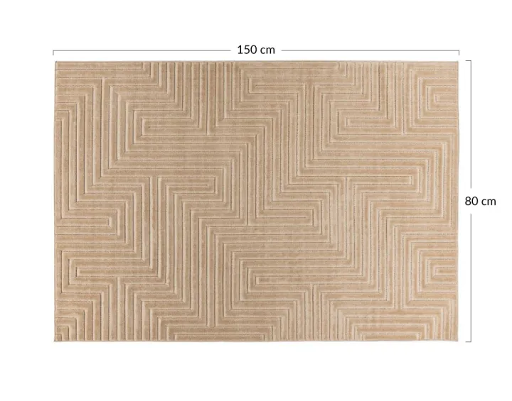 Tapis rectangulaire motif graphique intérieur et extérieur beige Rio