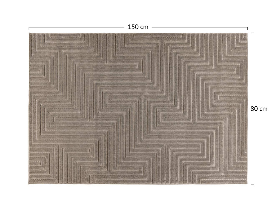 Tapis rectangulaire motif graphique intérieur et extérieur taupe Rio
