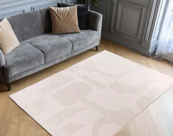 Tapis rectangulaire motif bohème beige Telio