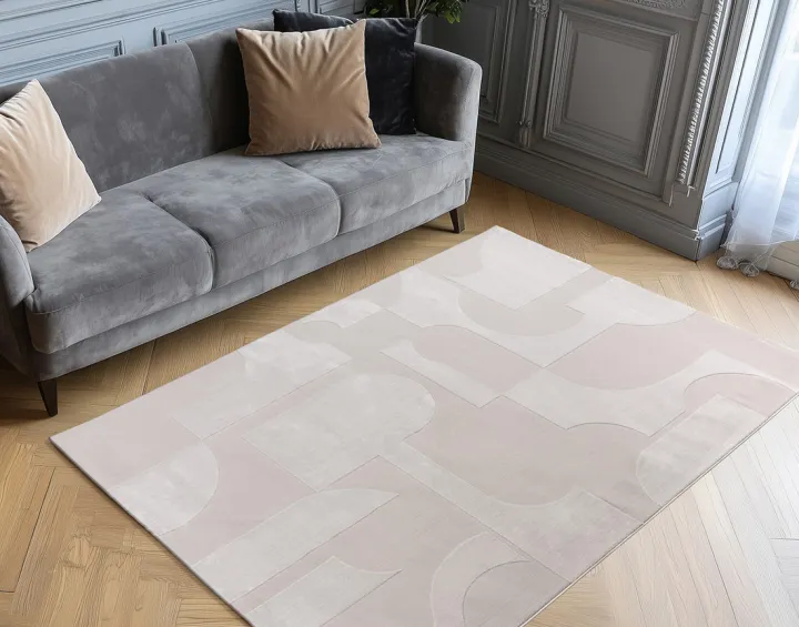 Tapis rectangulaire motif bohème taupe Telio