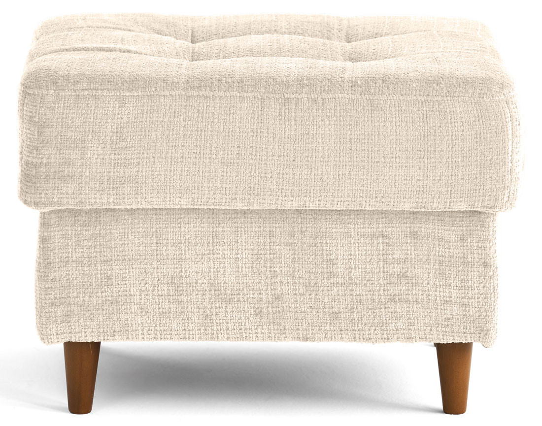 Pouf en velours texturé pieds en bois Anna