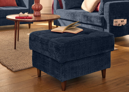 Pouf en velours texturé pieds en bois Anna