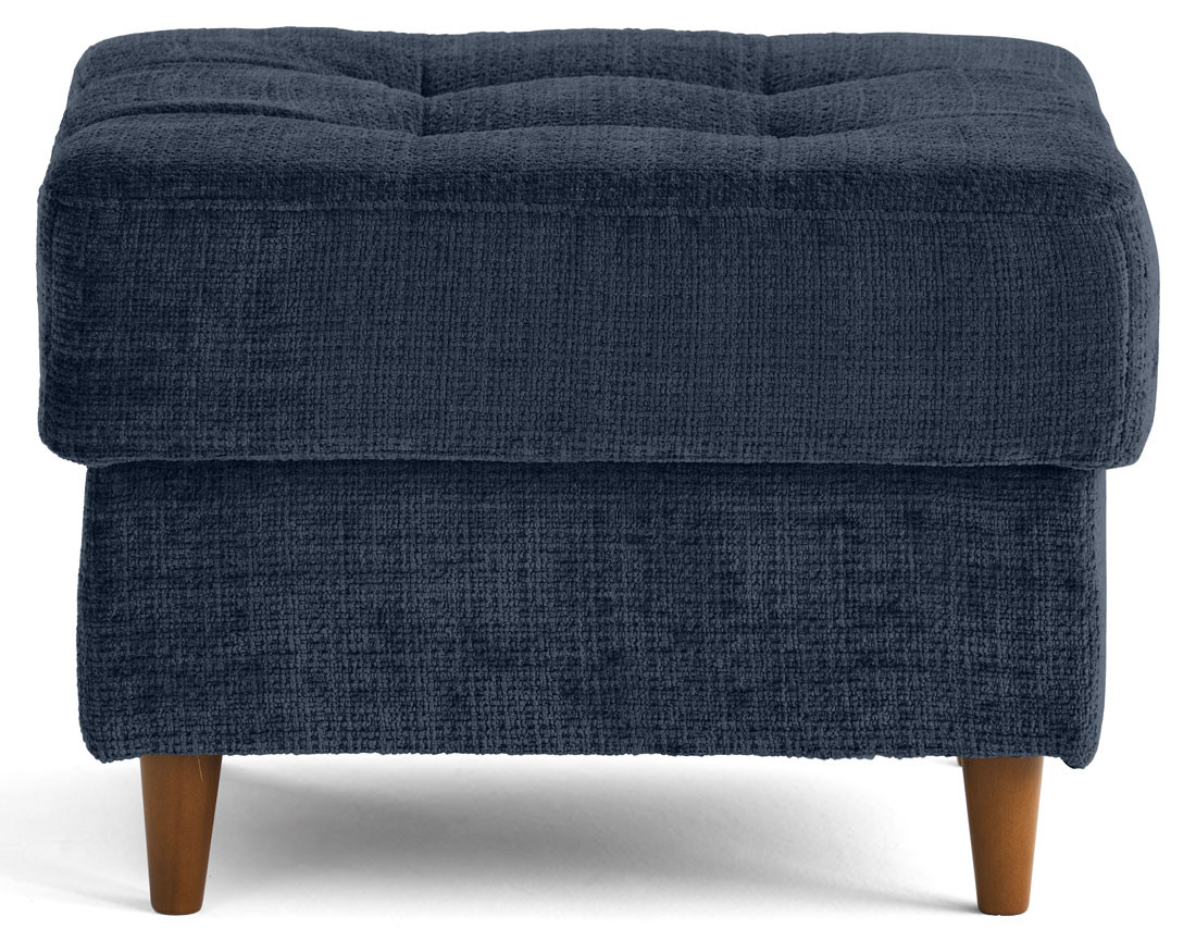 Pouf en velours texturé pieds en bois Anna