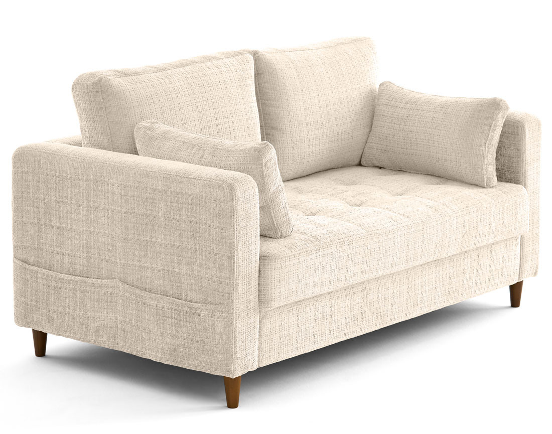 Canapé droit 2 places avec poche en velours texturé Anna Canapé droit 2 places avec poche en velours texturé Anna