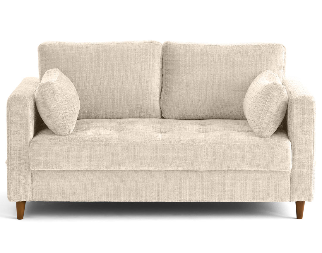 Canapé droit 2 places avec poche en velours texturé Anna Canapé droit 2 places avec poche en velours texturé Anna