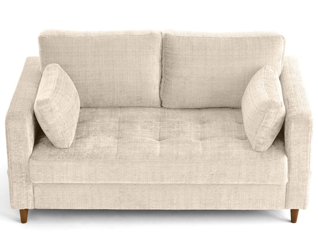 Canapé droit 2 places avec poche en velours texturé Anna Canapé droit 2 places avec poche en velours texturé Anna