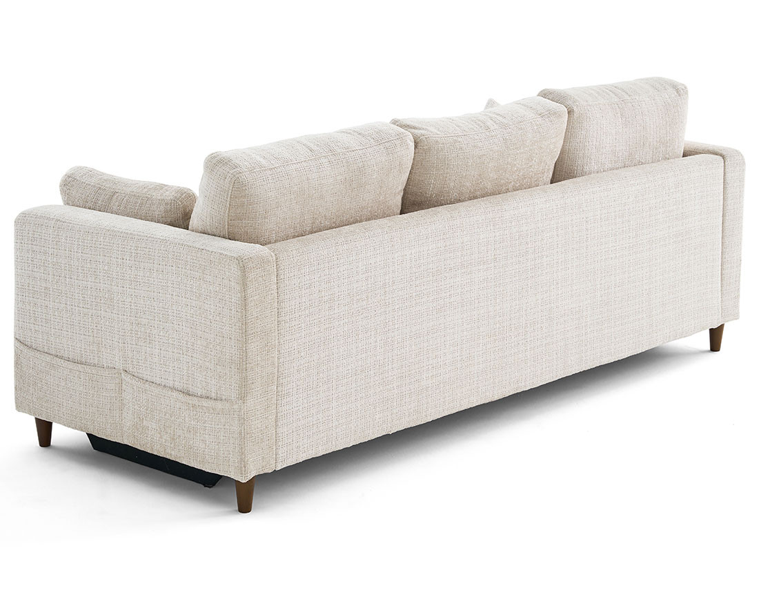 Canapé droit 3 places convertible avec poche en velours texturé Anna Canapé droit 3 places convertible avec poche en velours texturé Anna