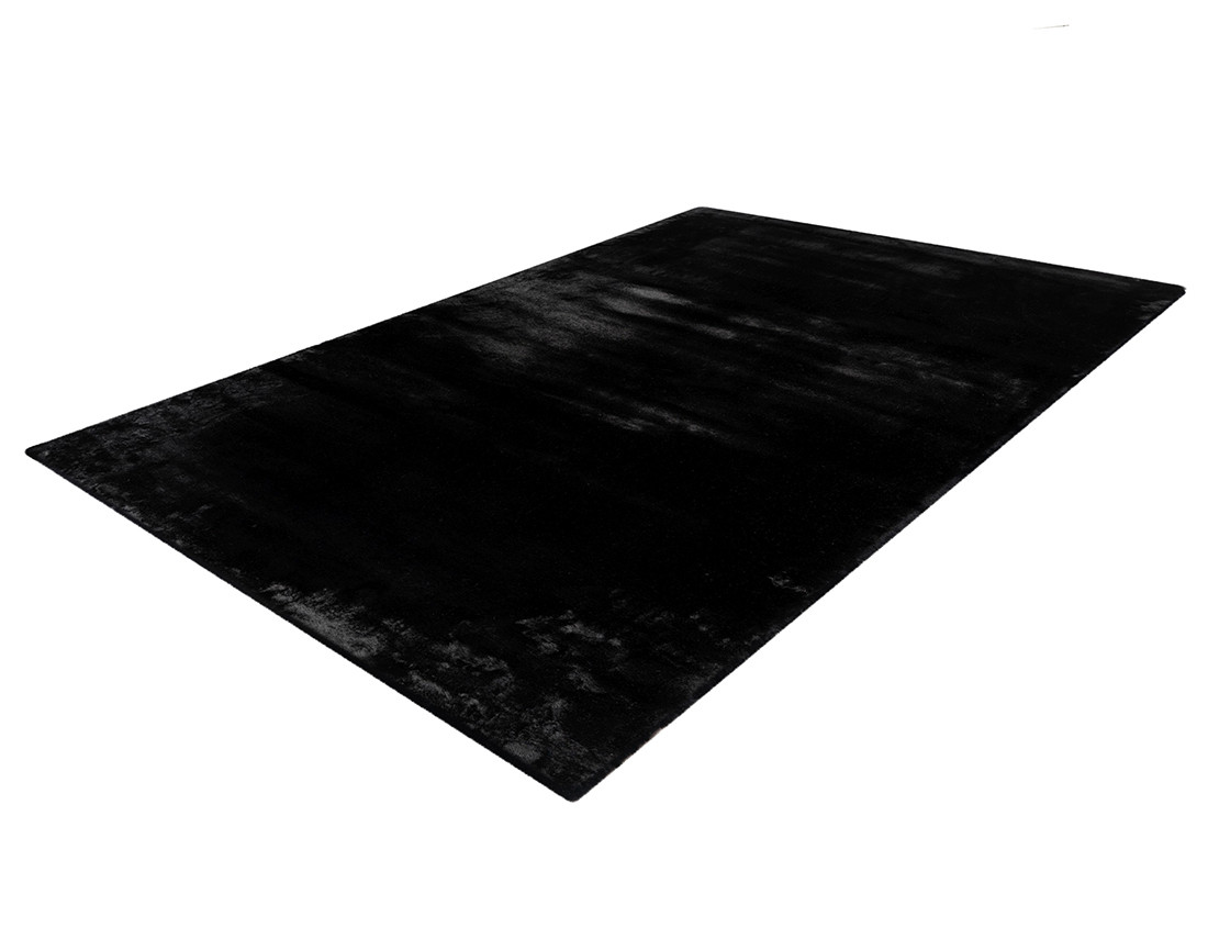 Tapis rectangulaire fausse fourrure noir Joy