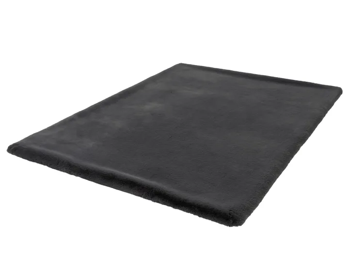 Tapis rectangulaire fausse fourrure gris anthracite Joy