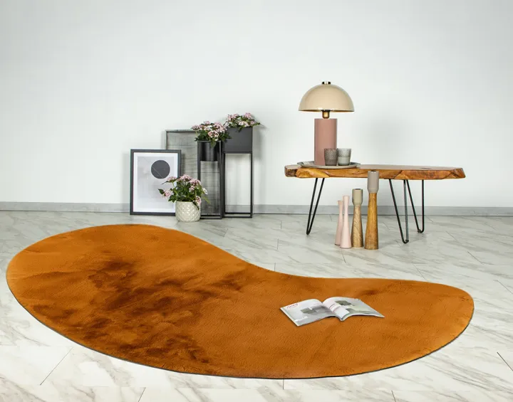 Tapis organique fausse fourrure orange Joy