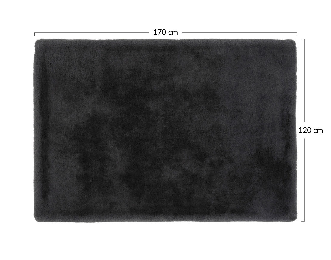 Tapis rectangulaire fausse fourrure gris anthracite Joy