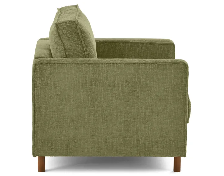 Fauteuil en tissu velours relief pieds en bois foncé Jake