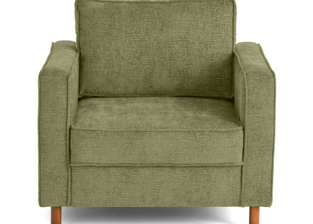 Fauteuil en tissu velours relief pieds en bois foncé Jake
