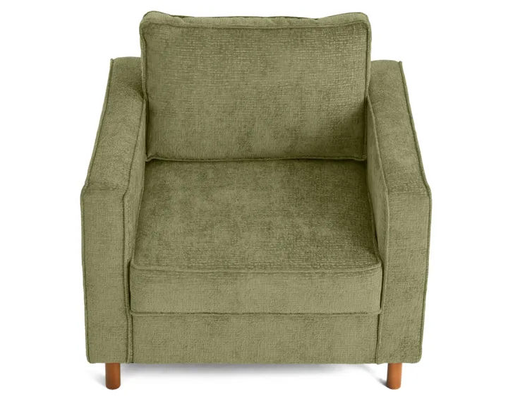 Fauteuil en tissu velours relief pieds en bois foncé Jake