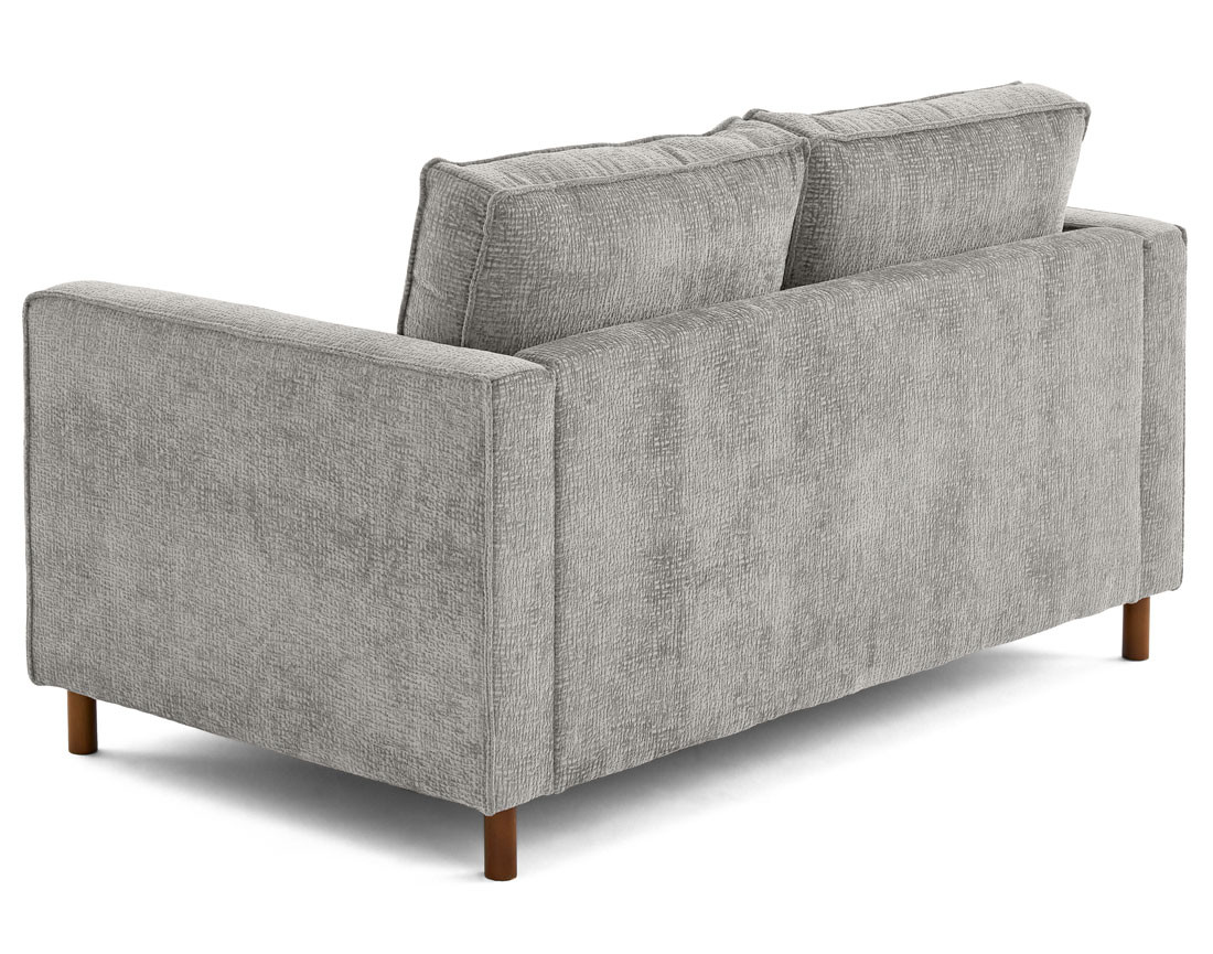 Canapé droit 2 places en tissu velours relief pieds en bois foncé Jake Canapé droit 2 places en tissu velours relief pieds en bois foncé Jake