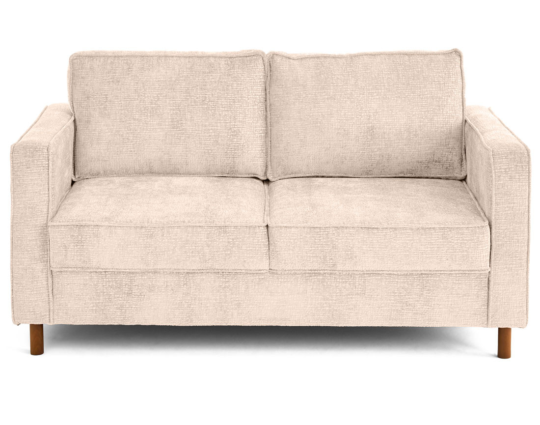 Canapé droit 2 places en tissu velours relief pieds en bois foncé Jake Canapé droit 2 places en tissu velours relief pieds en bois foncé Jake