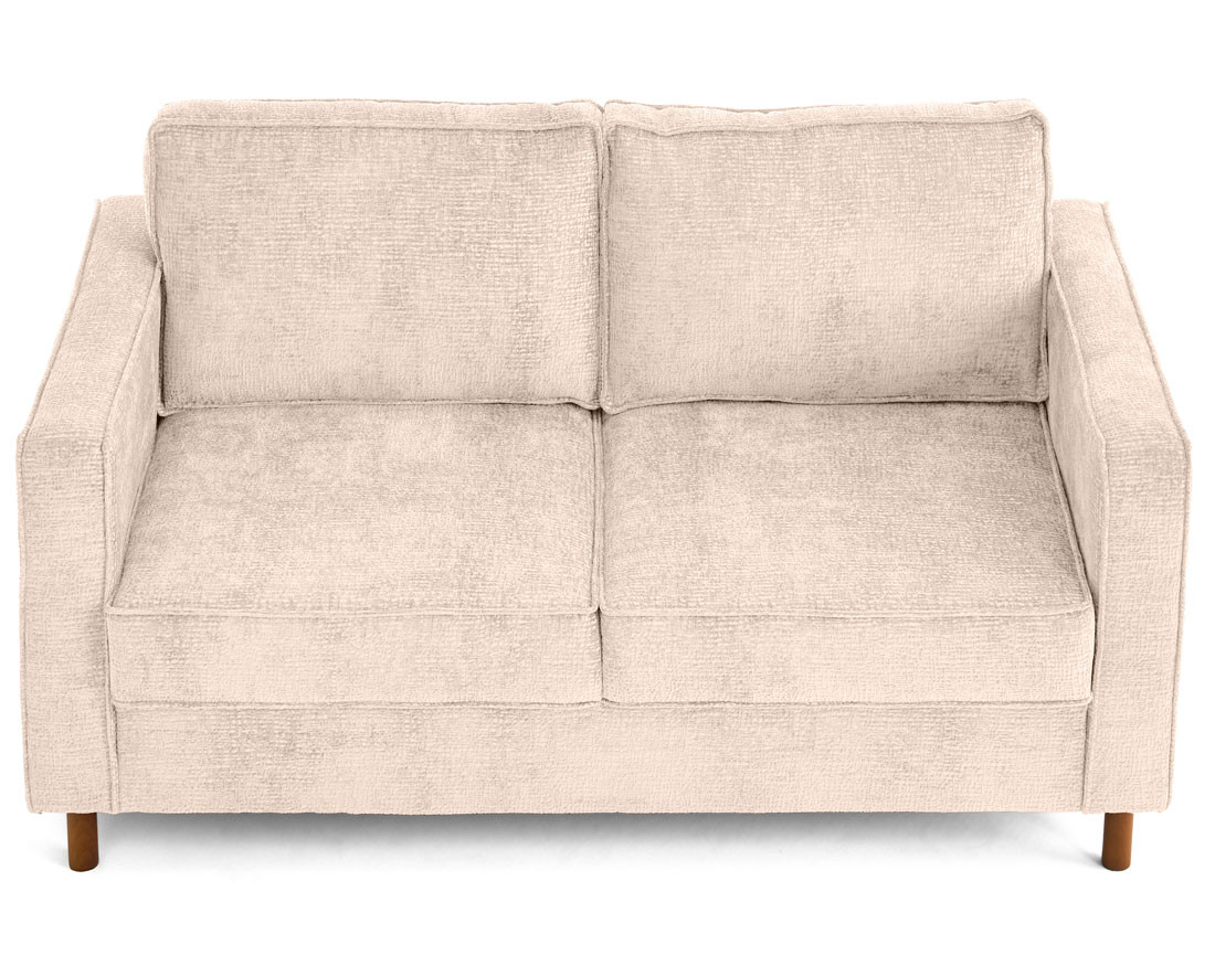 Canapé droit 2 places en tissu velours relief pieds en bois foncé Jake Canapé droit 2 places en tissu velours relief pieds en bois foncé Jake