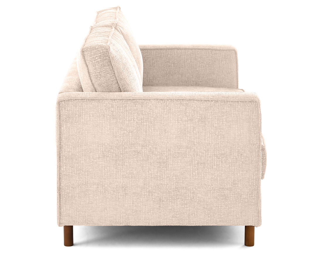 Canapé droit 2 places en tissu velours relief pieds en bois foncé Jake Canapé droit 2 places en tissu velours relief pieds en bois foncé Jake