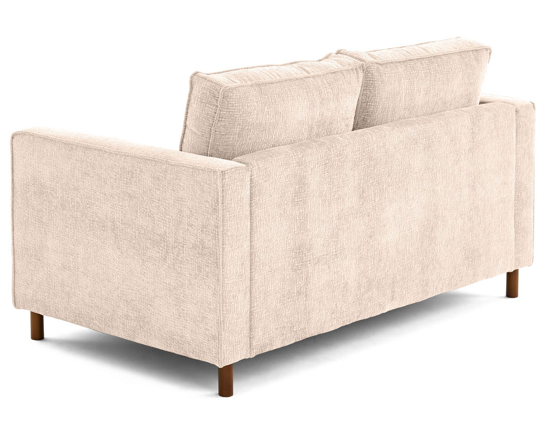 Canapé droit 2 places en tissu velours relief pieds en bois foncé Jake Canapé droit 2 places en tissu velours relief pieds en bois foncé Jake