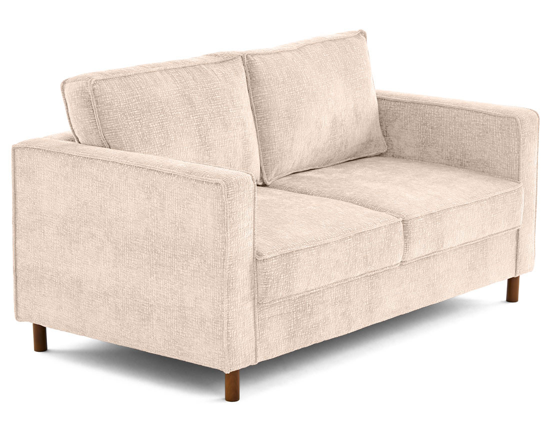 Canapé droit 2 places en tissu velours relief pieds en bois foncé Jake Canapé droit 2 places en tissu velours relief pieds en bois foncé Jake